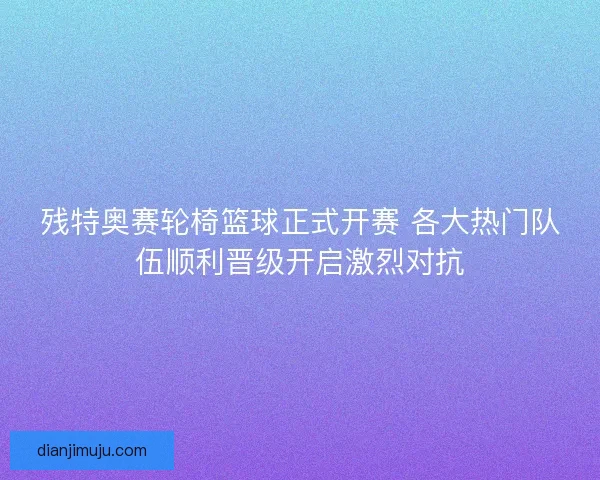 残特奥赛轮椅篮球正式开赛 各大热门队伍顺利晋级开启激烈对抗