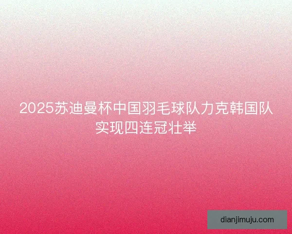 2025苏迪曼杯中国羽毛球队力克韩国队实现四连冠壮举