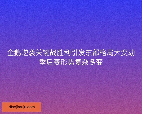 企鹅逆袭关键战胜利引发东部格局大变动季后赛形势复杂多变