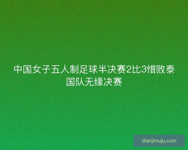 中国女子五人制足球半决赛2比3惜败泰国队无缘决赛