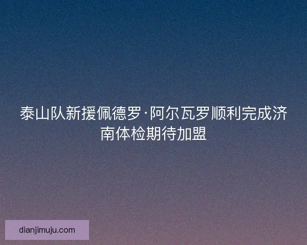 泰山队新援佩德罗·阿尔瓦罗顺利完成济南体检期待加盟