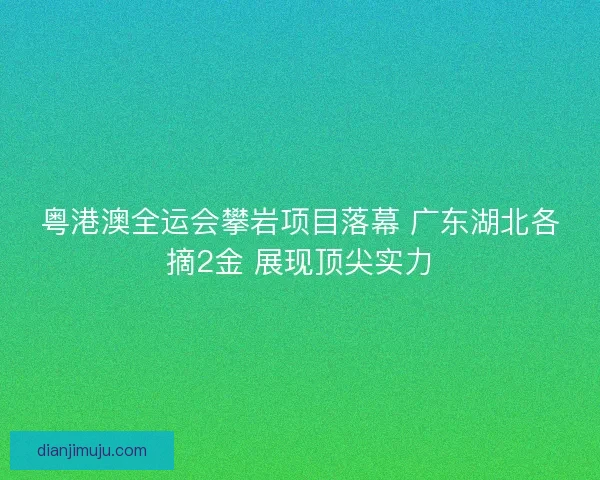 粤港澳全运会攀岩项目落幕 广东湖北各摘2金 展现顶尖实力